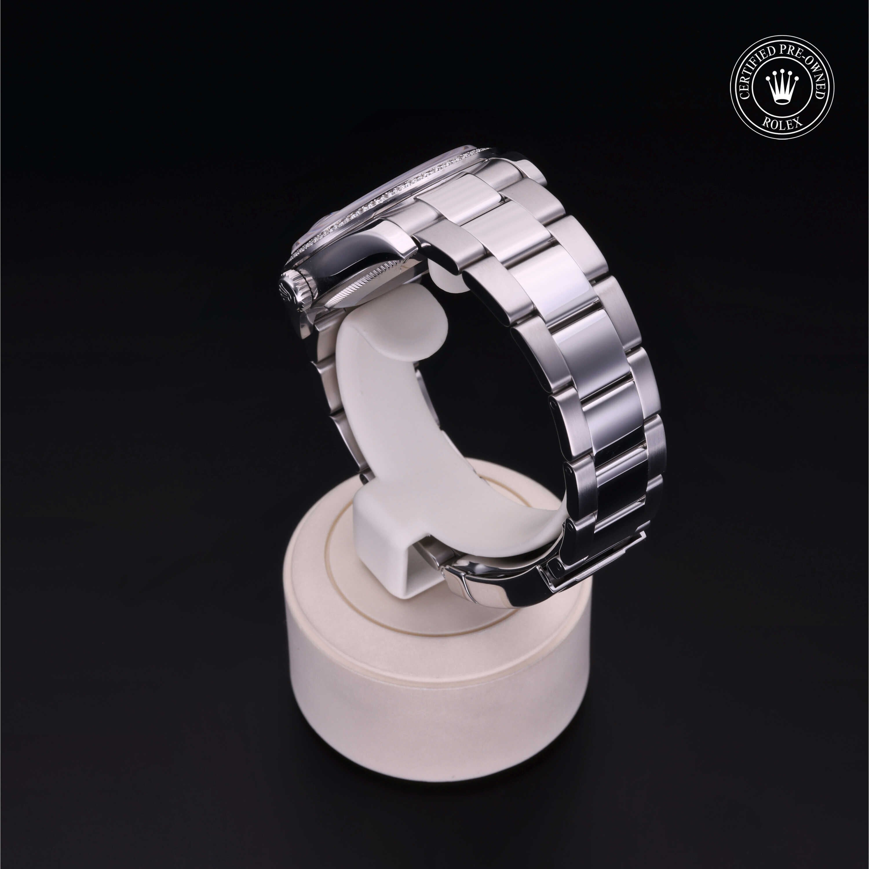 Rolex Certified Pre-owned Datejust M116244-0007 front on black background