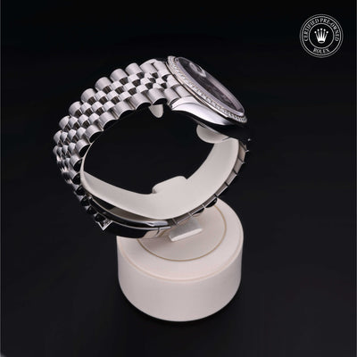 Rolex Certified Pre-owned Datejust M126284RBR-0013 front on black background