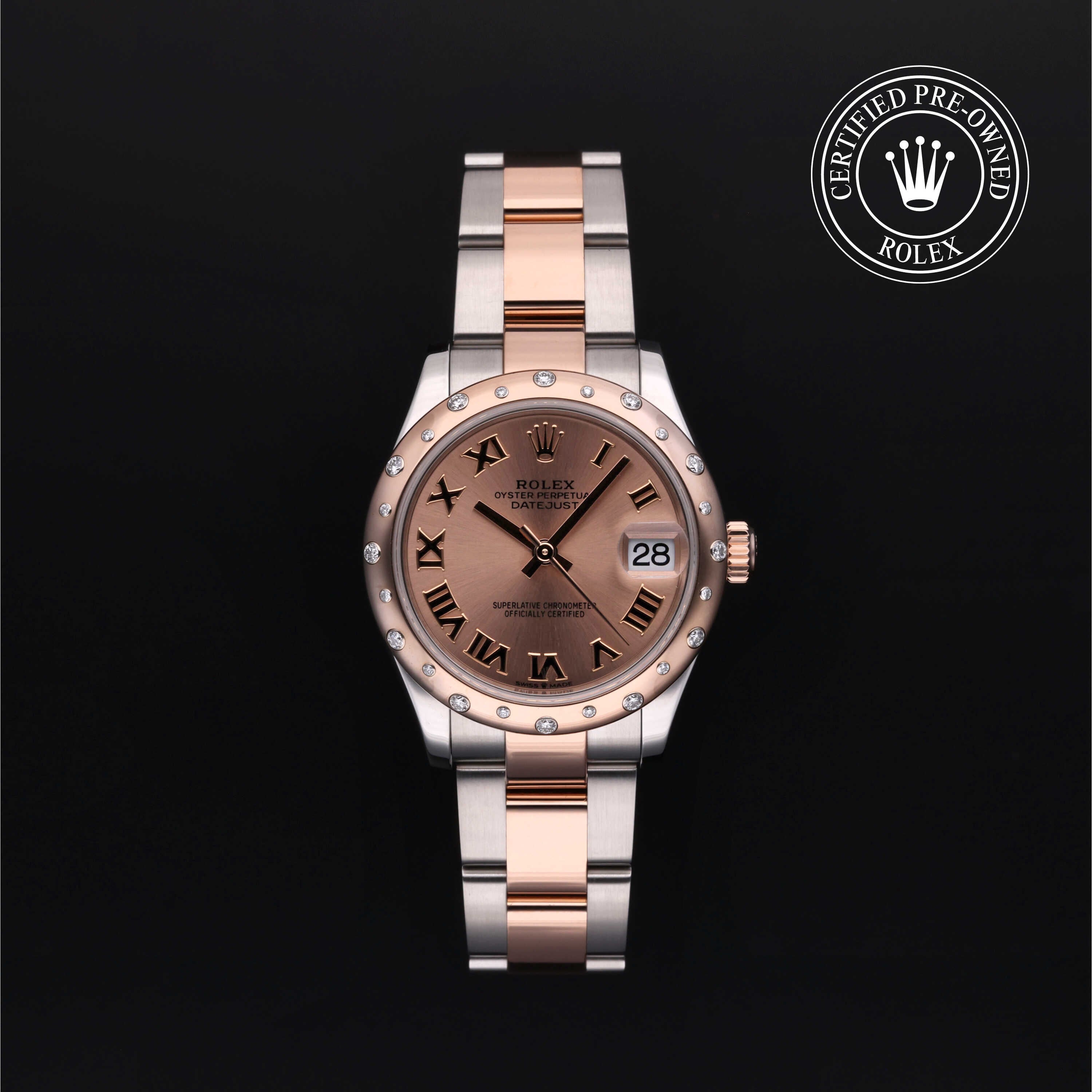 Rolex Certified Pre-owned Lady Datejust M278341RBR-0005 front on black background