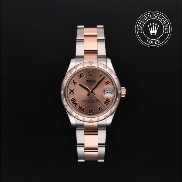 Rolex Certified Pre-owned Lady Datejust M278341RBR-0005 front on black background