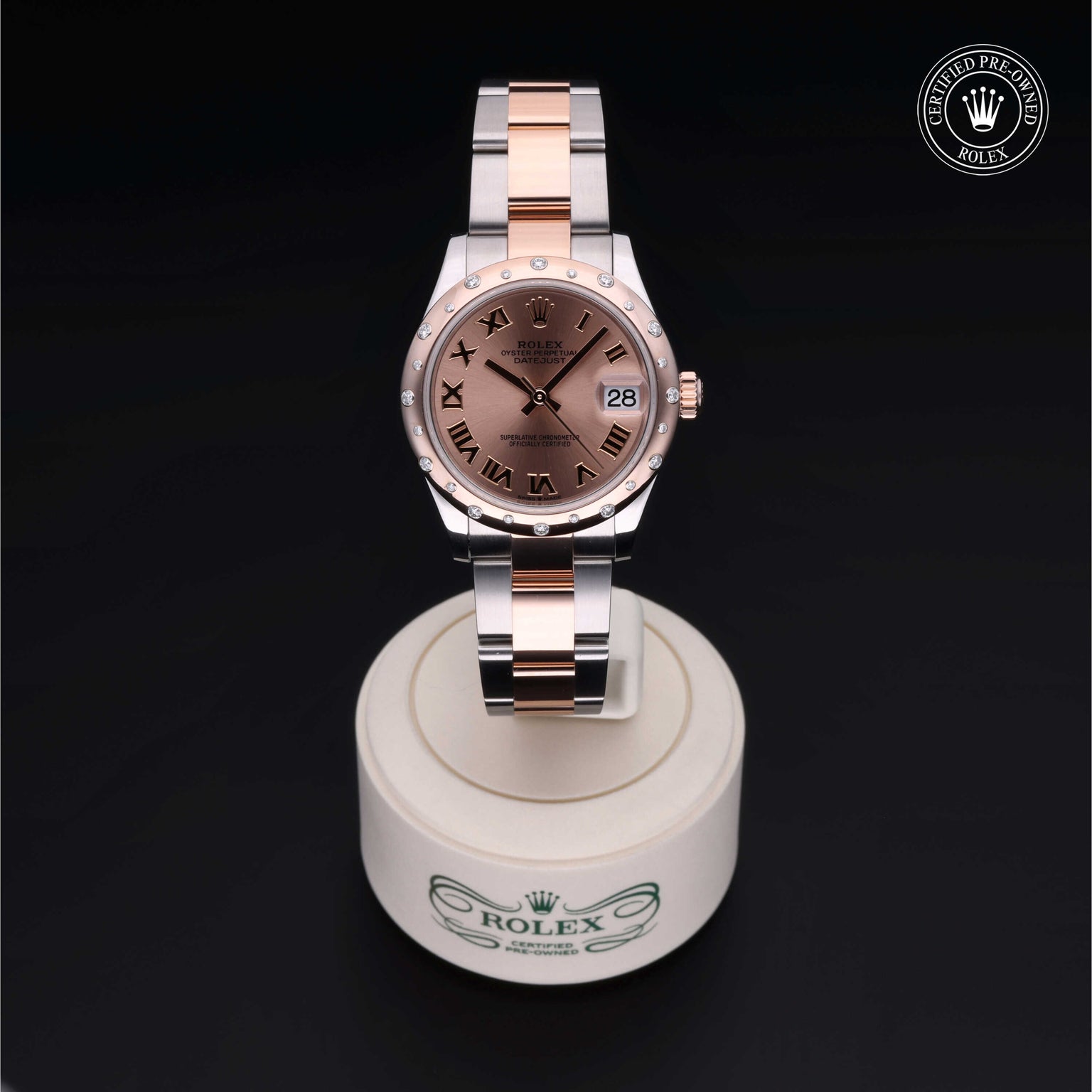 Rolex Certified Pre-owned Lady Datejust M278341RBR-0005 front on black background