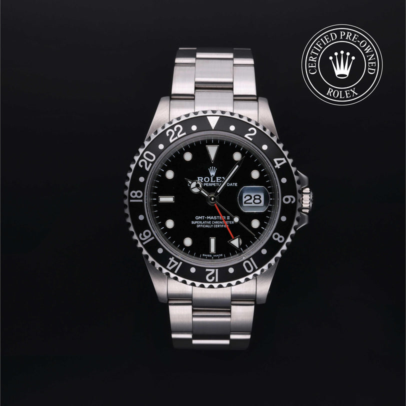Rolex CPO GMT M16710LN front on white background