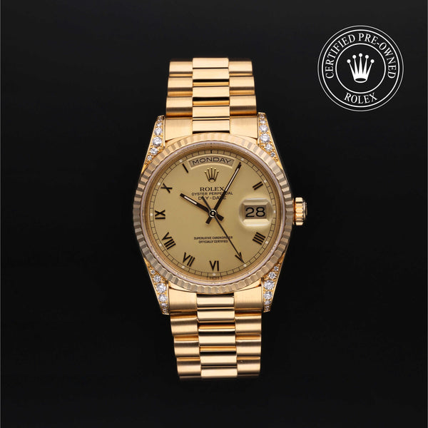 Rolex CPO Day-date M18338 front on white background