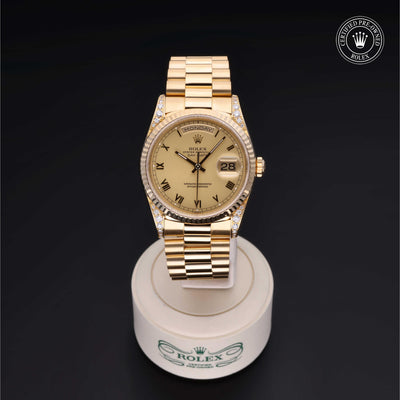 Rolex CPO Day-date M18338 front on white background