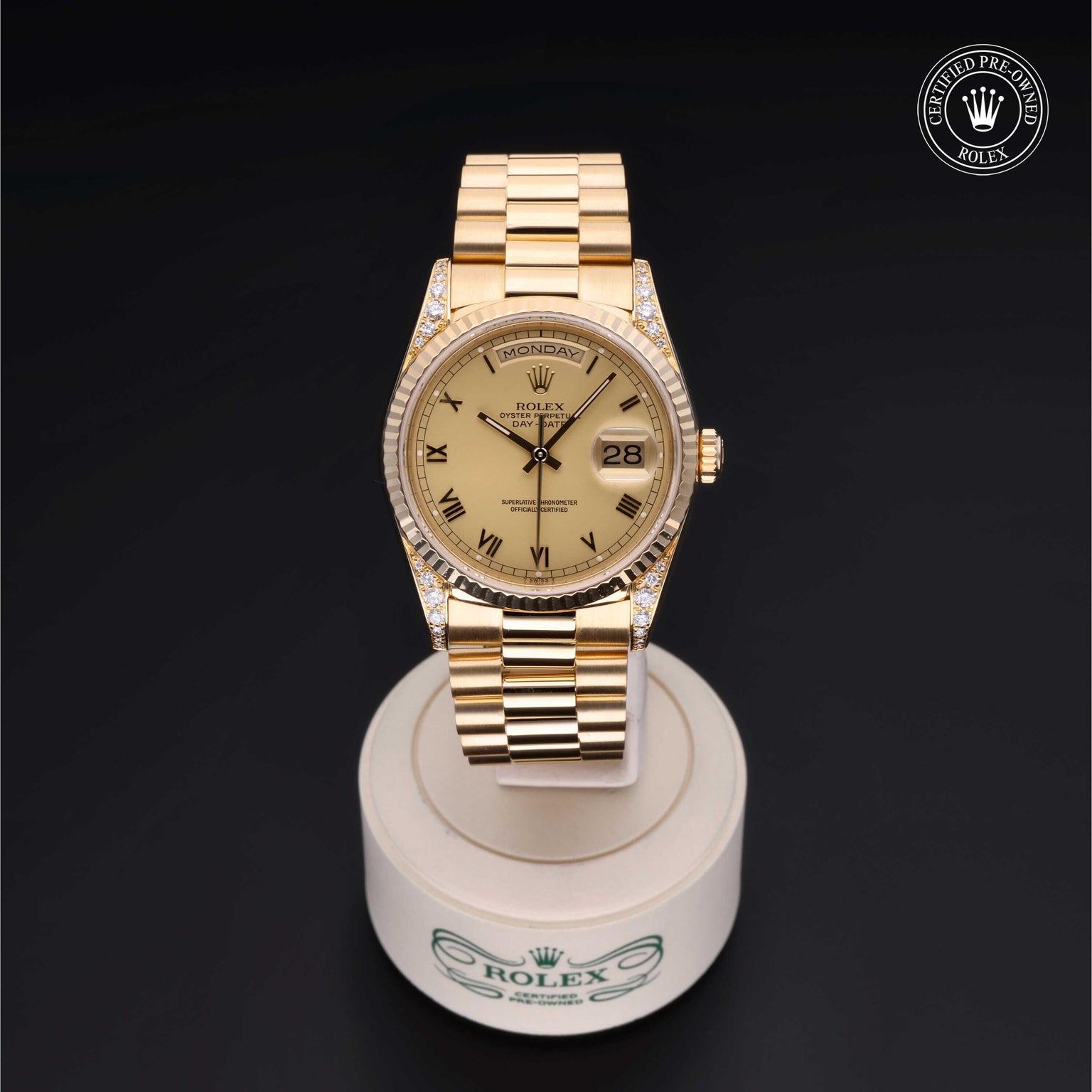 Rolex CPO Day-date M18338 front on white background