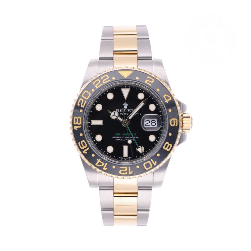 Rolex Certified Pre-owned GMT M116713LN-0001 front on white background