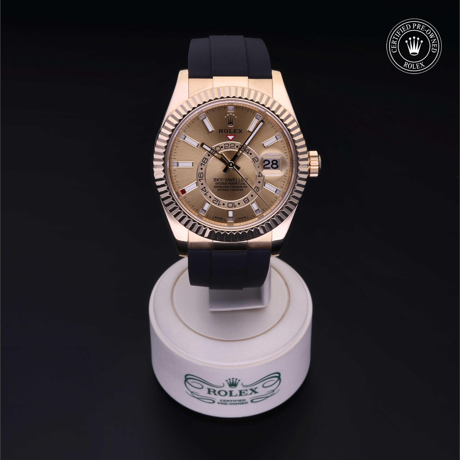 Rolex CPO Sky-Dweller M326238 front on white background