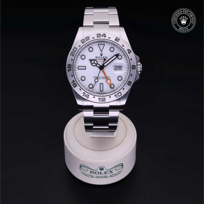 Rolex Certified Pre-owned Explorer M226570-0001 front on black background