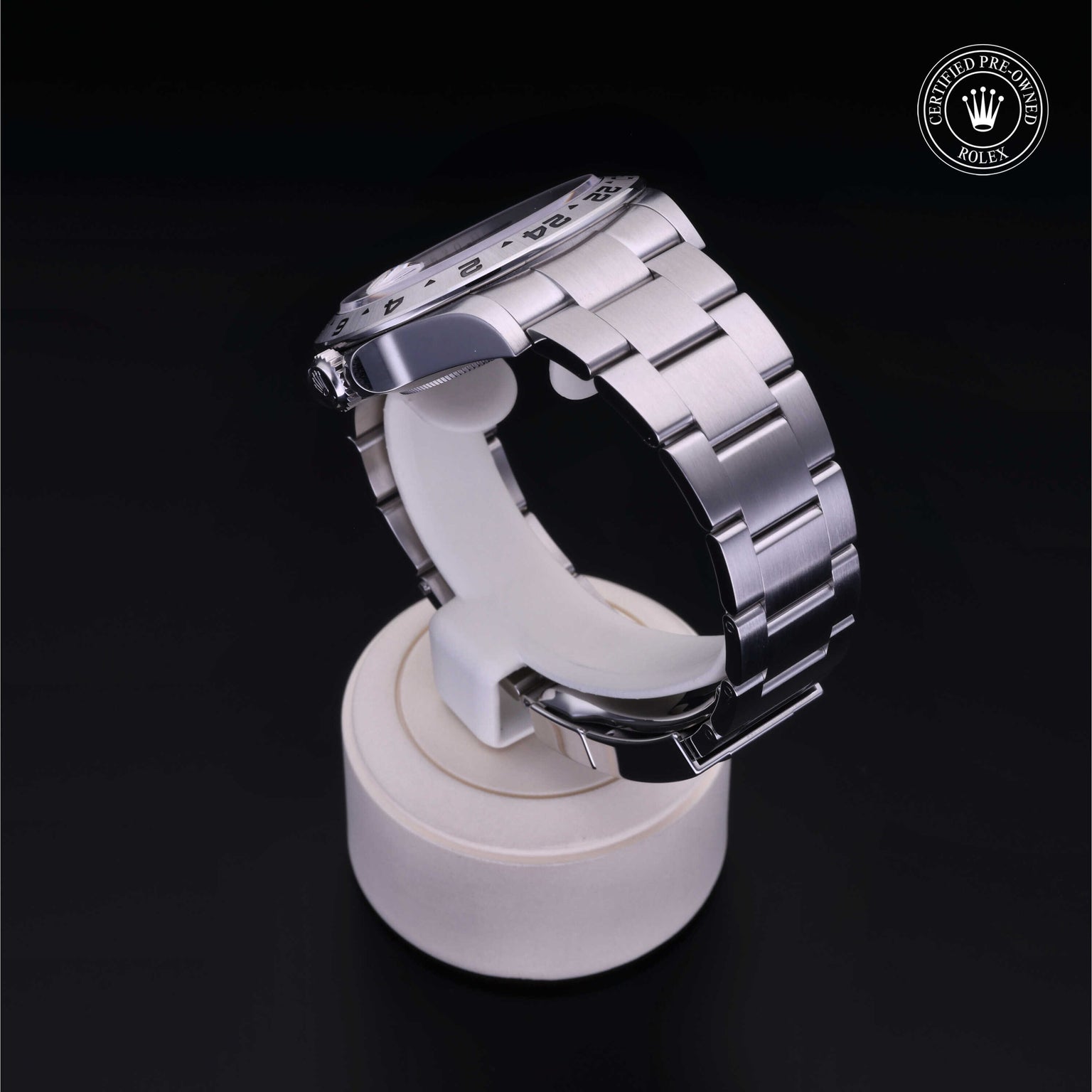Rolex Certified Pre-owned Explorer M226570-0001 front on black background