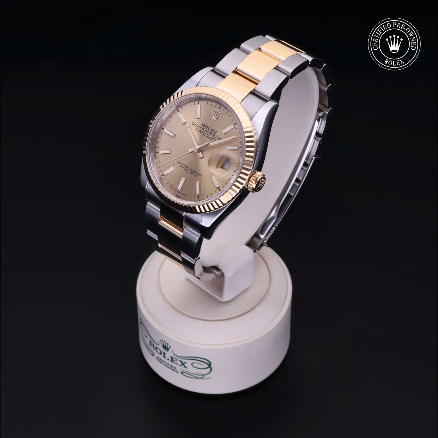 Rolex Certified Pre-owned Datejust M126233-0016 front on black background