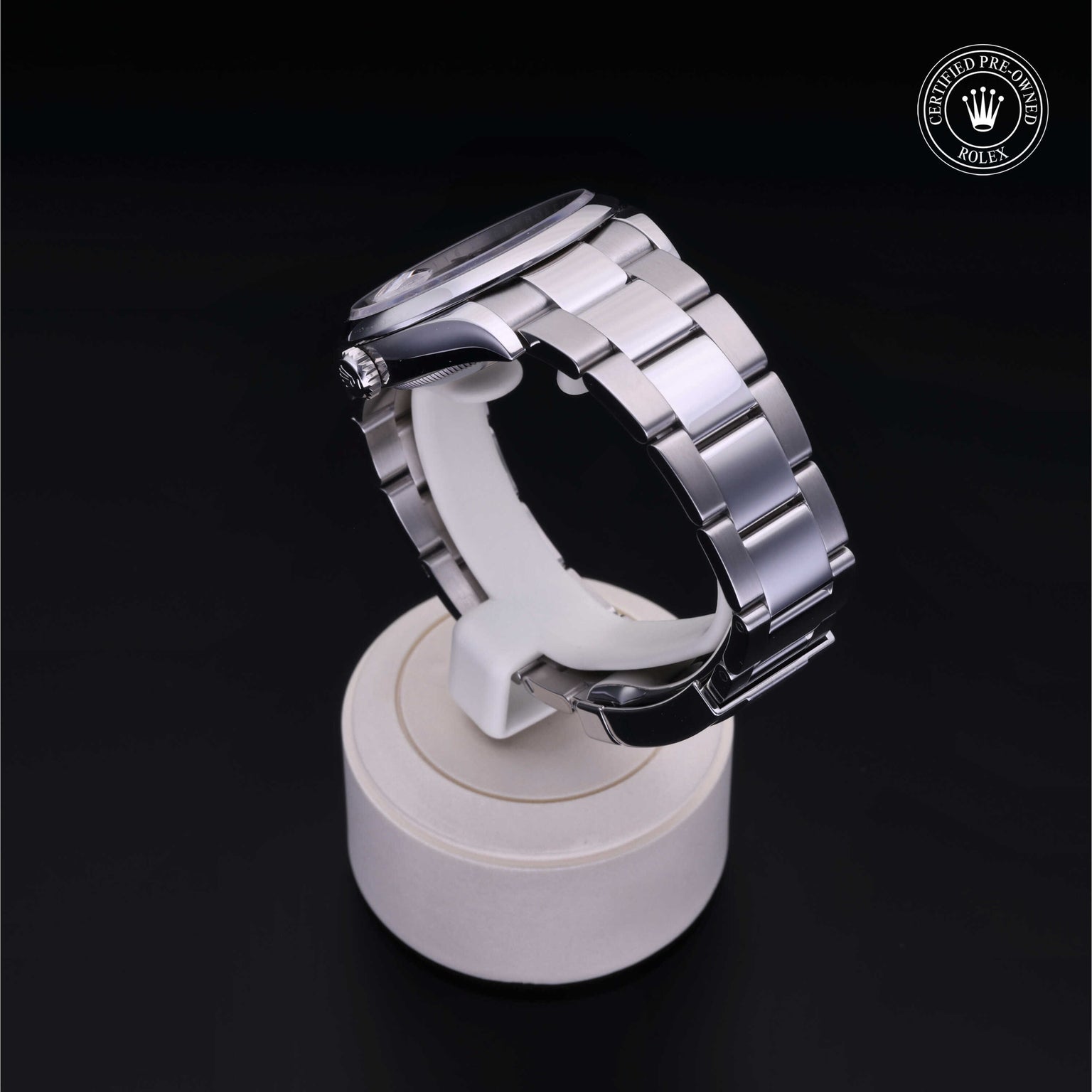 Rolex Certified Pre-owned Datejust M126200-0004 front on black background