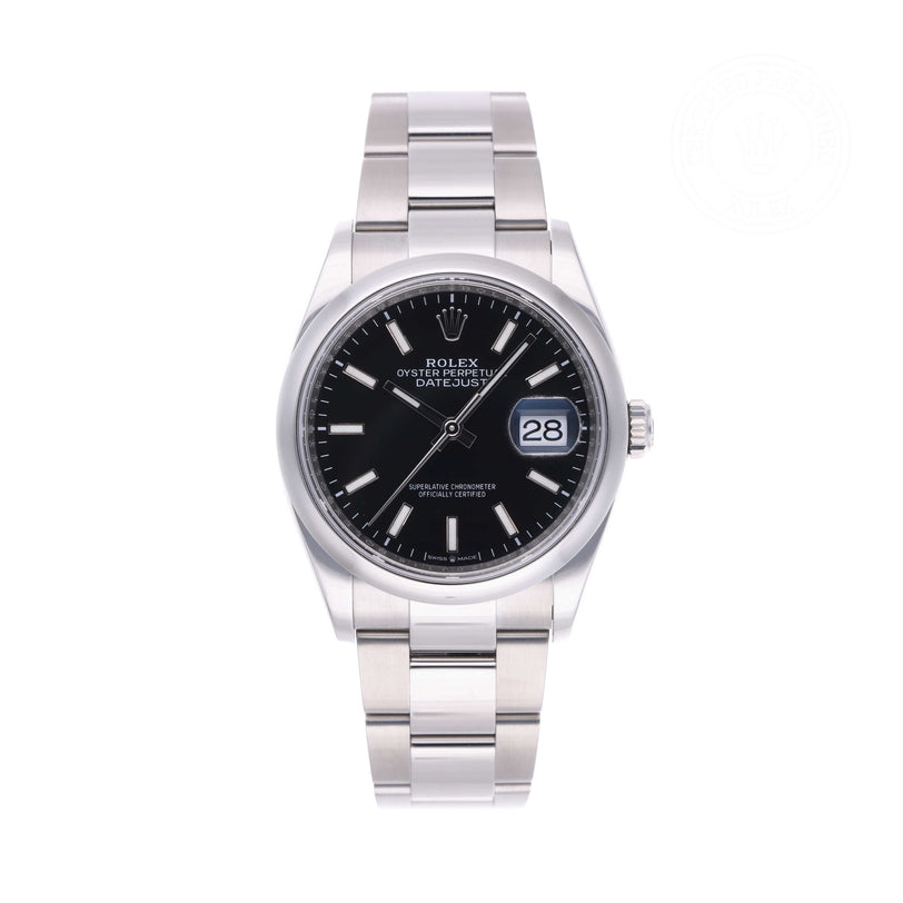 Rolex Certified Pre-owned Datejust M126200-0004 front on white background