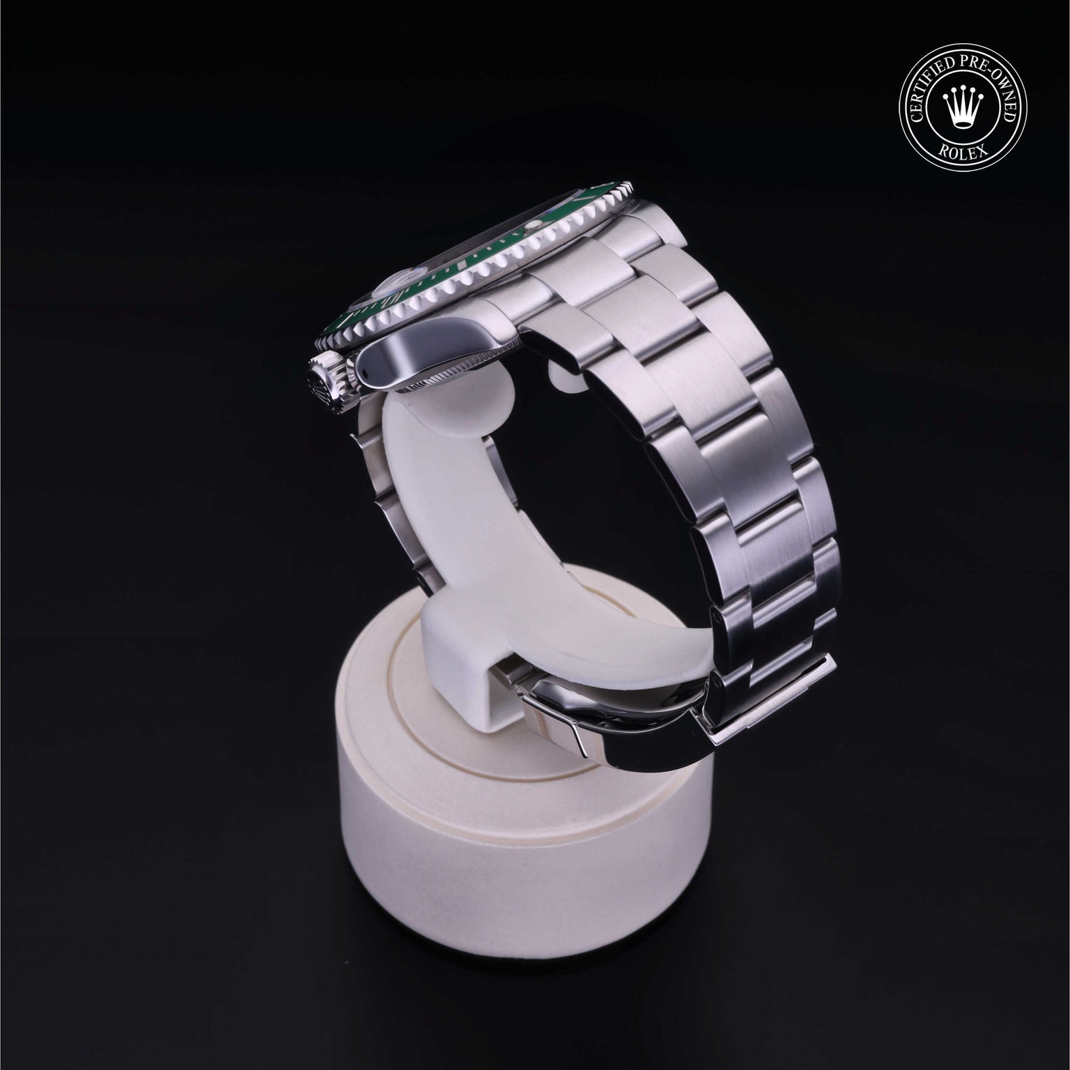 Rolex Certified Pre-owned Submariner M126610LV-0002 front on black background