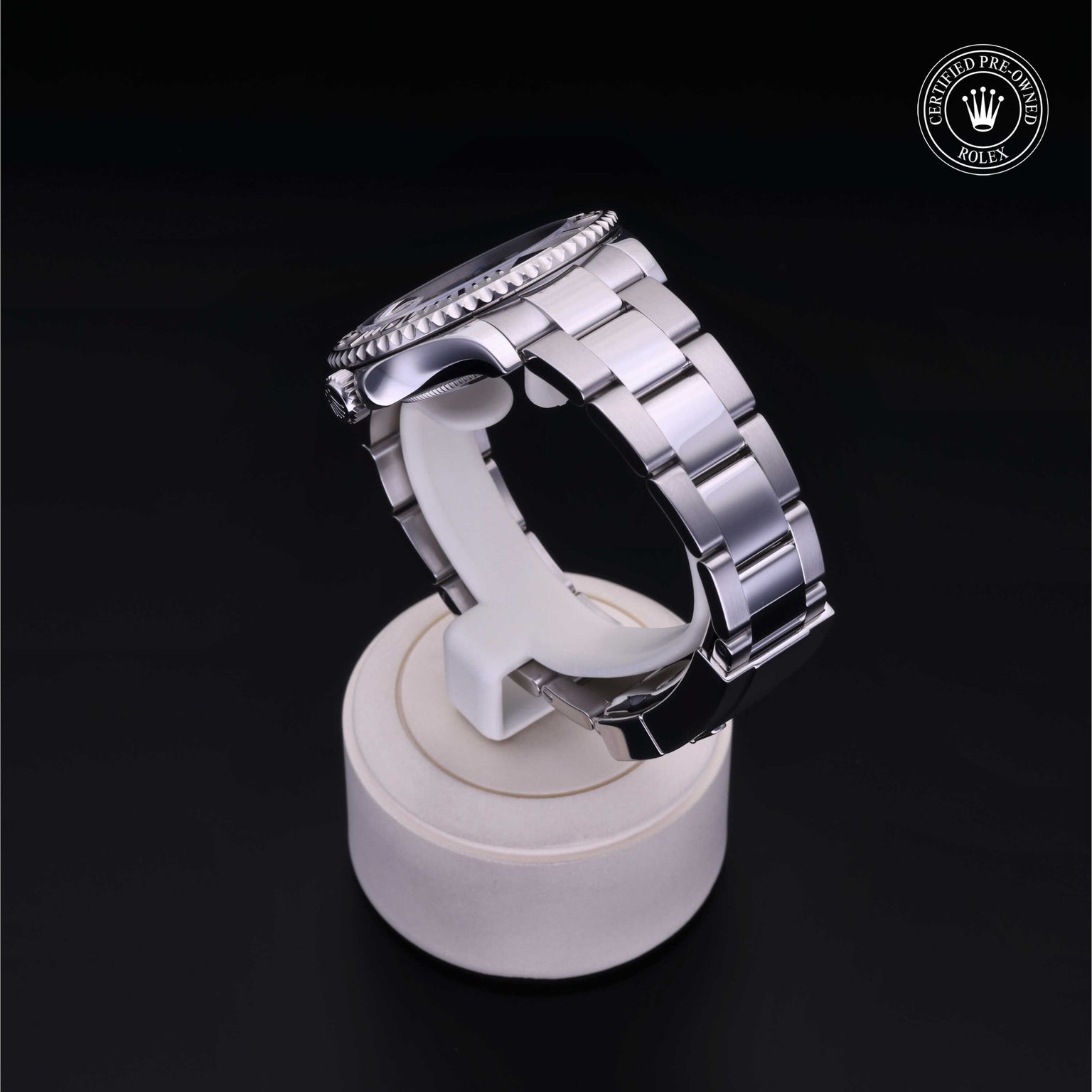 Rolex Certified Pre-owned Yacht-Master M268622-0002 front on black background