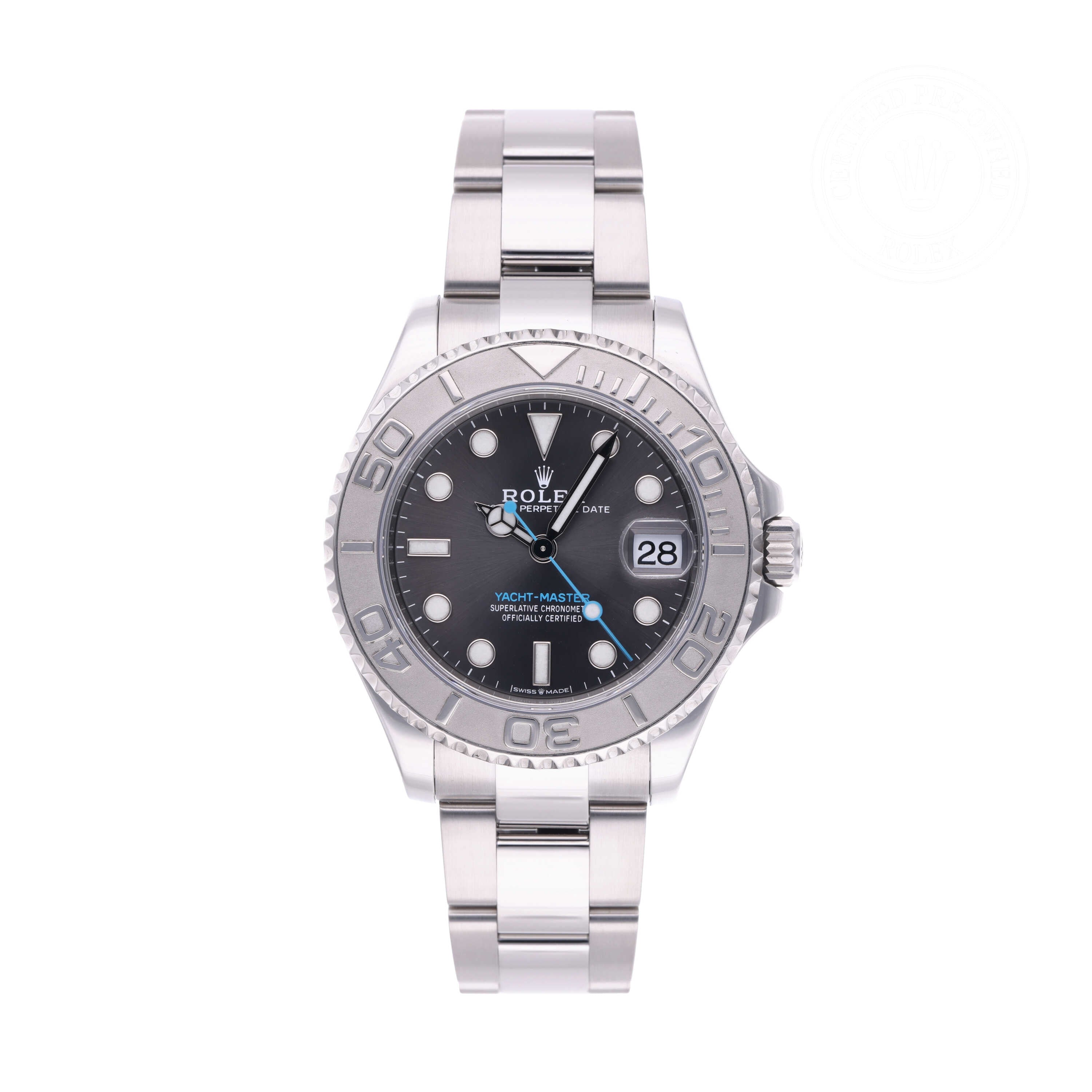 Rolex Certified Pre-owned Yacht-Master M268622-0002 front on white background