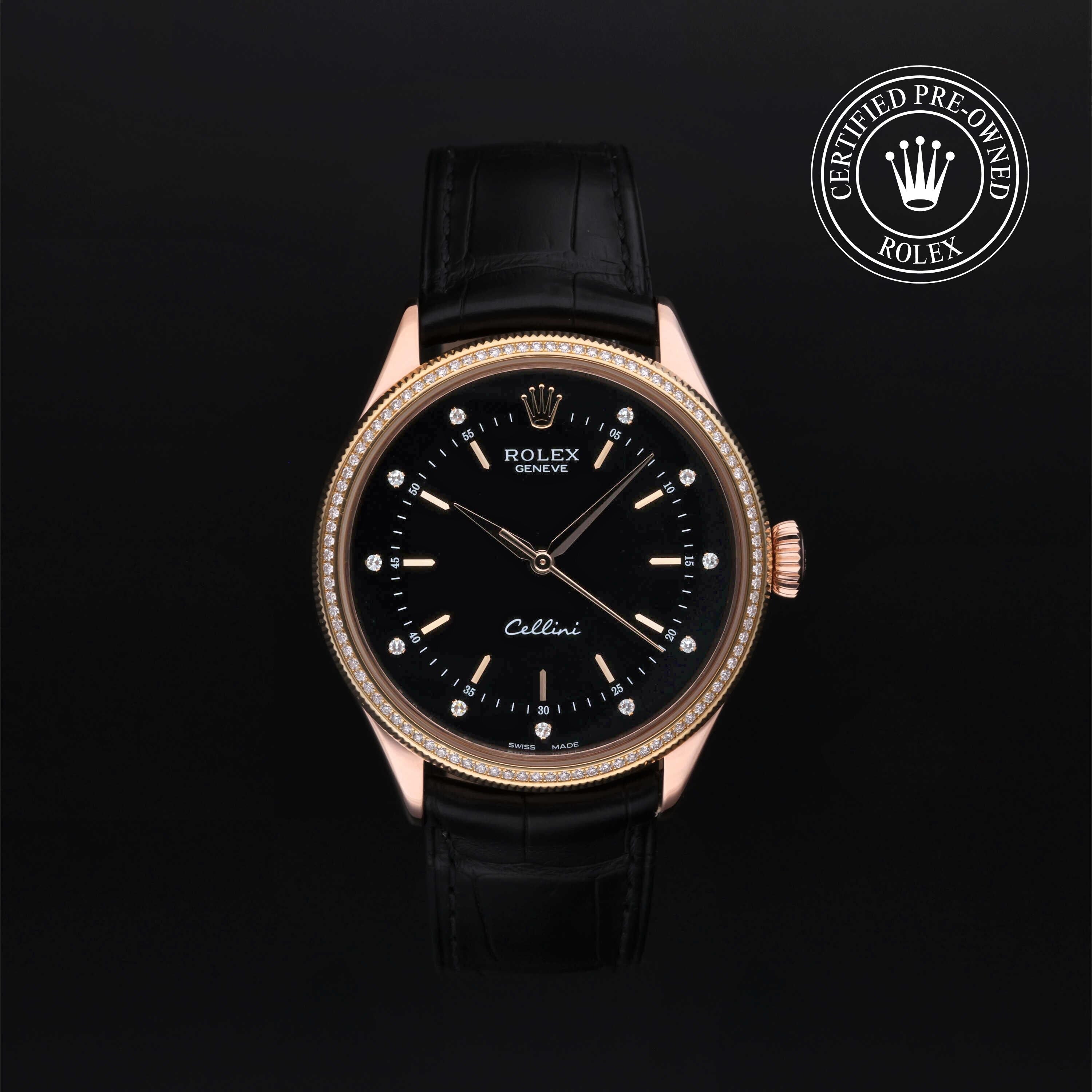 Rolex CPO Cellini M50605RBR front on white background
