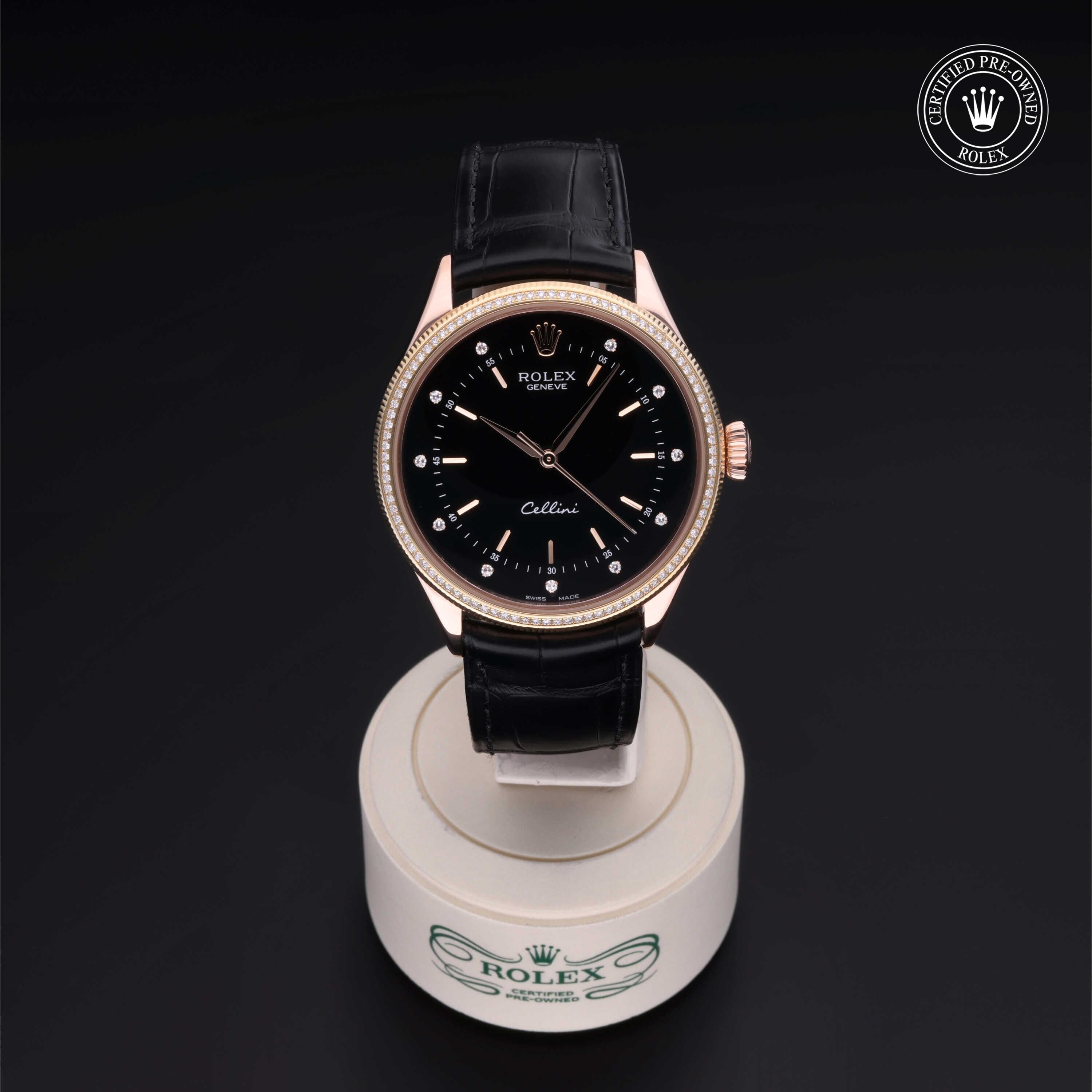Rolex CPO Cellini M50605RBR front on white background