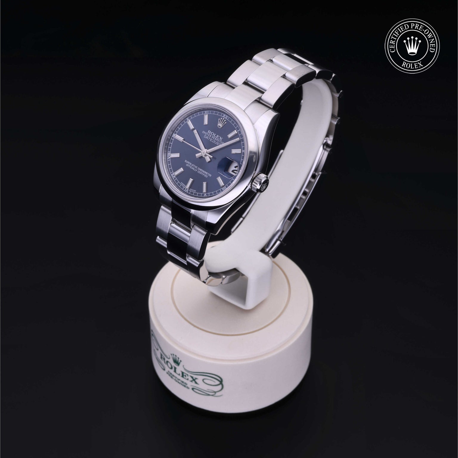 Rolex Certified Pre-owned Lady Datejust M178240-0023 front on black background