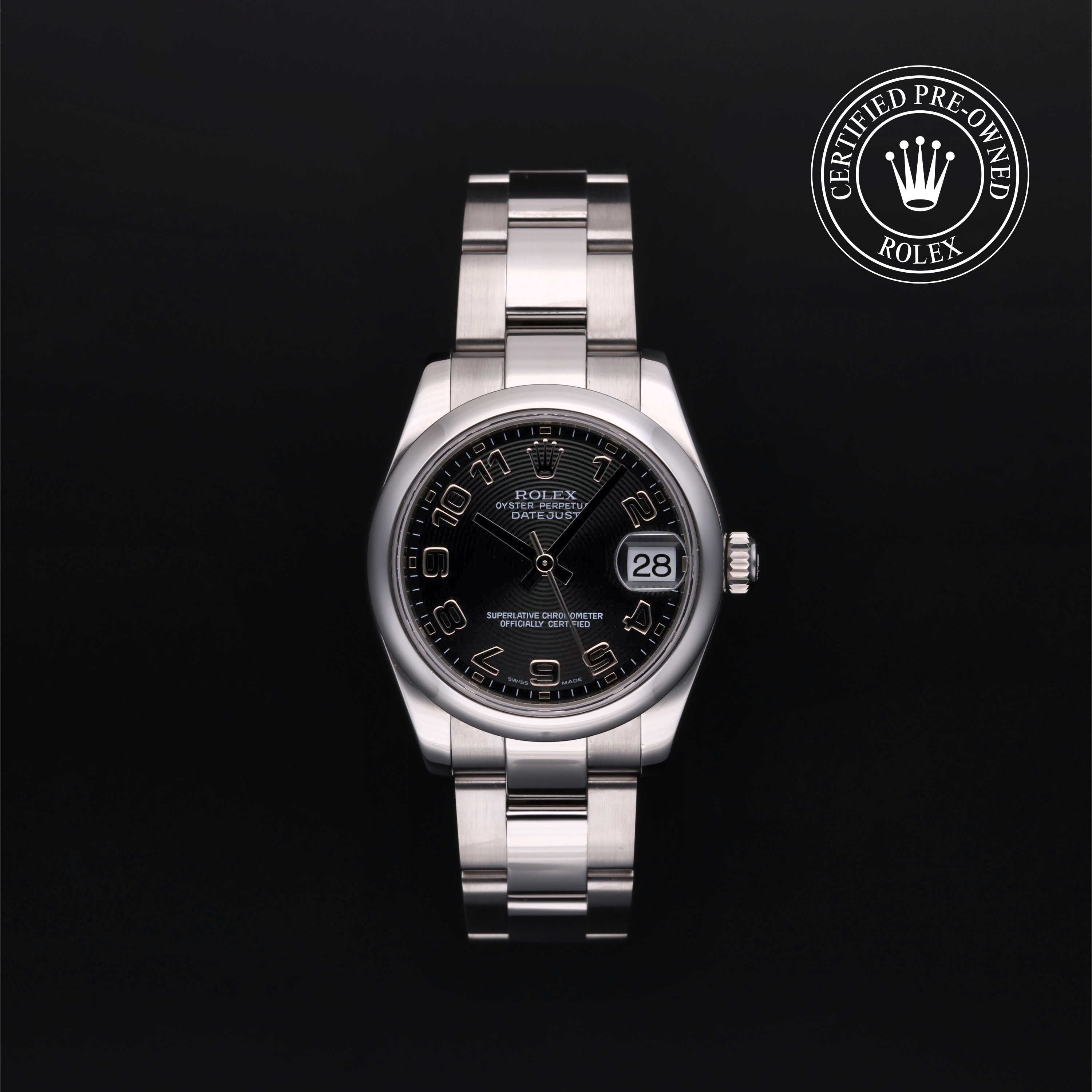 Rolex Certified Pre-owned Lady Datejust M178240-0011 front on black background