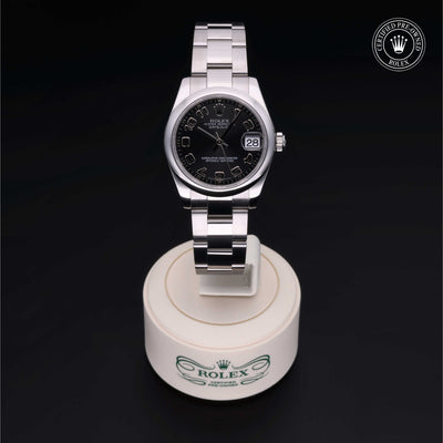 Rolex Certified Pre-owned Lady Datejust M178240-0011 front on black background