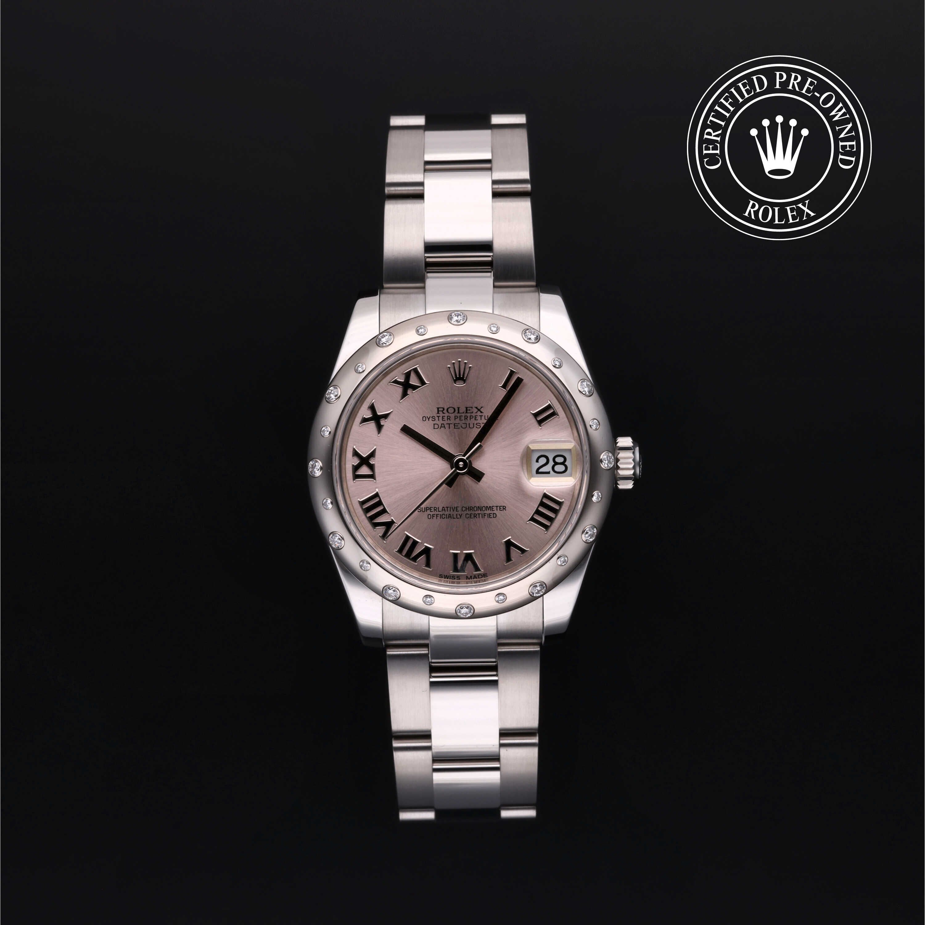 Rolex Certified Pre-owned Lady Datejust M178344-0012 front on black background