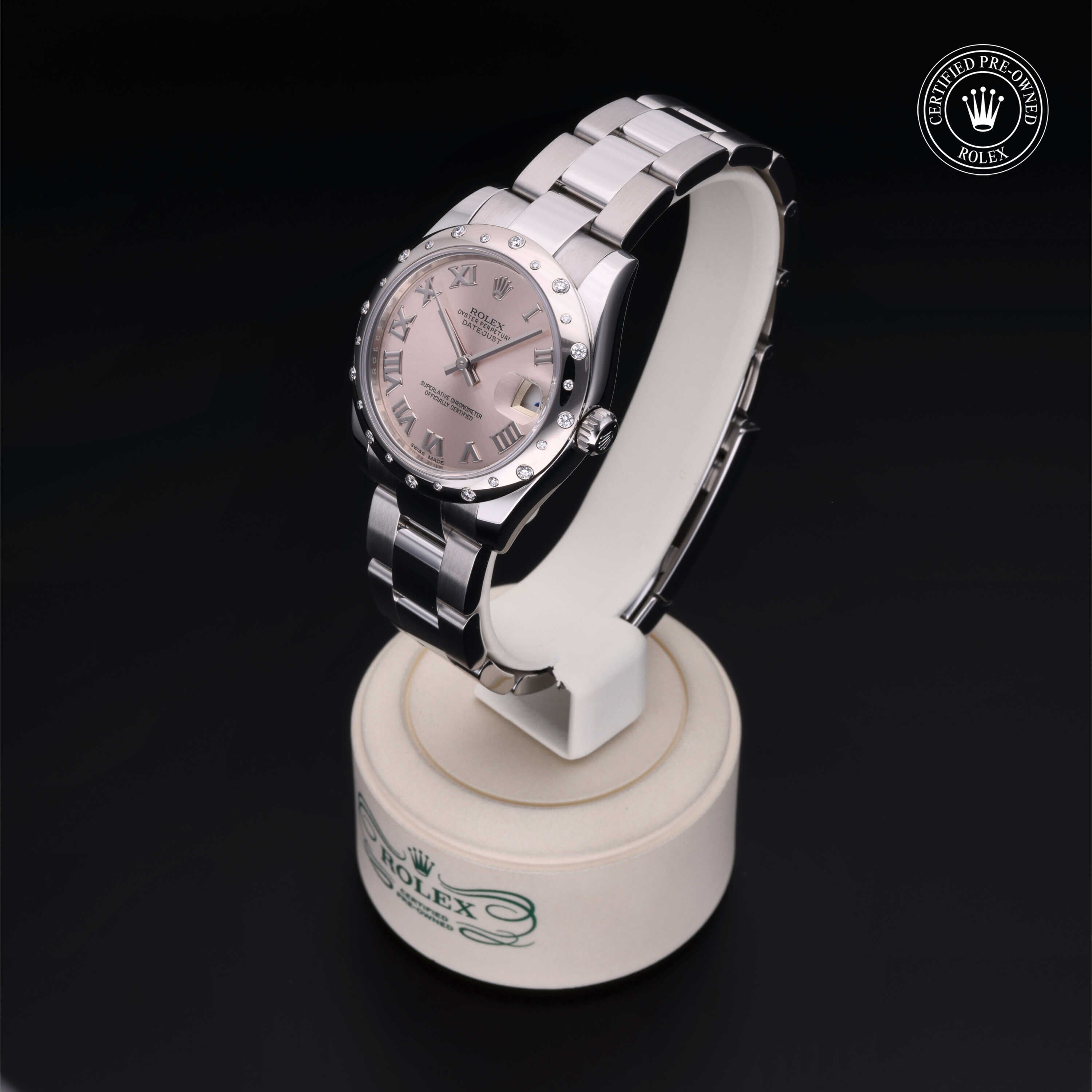 Rolex Certified Pre-owned Lady Datejust M178344-0012 front on black background