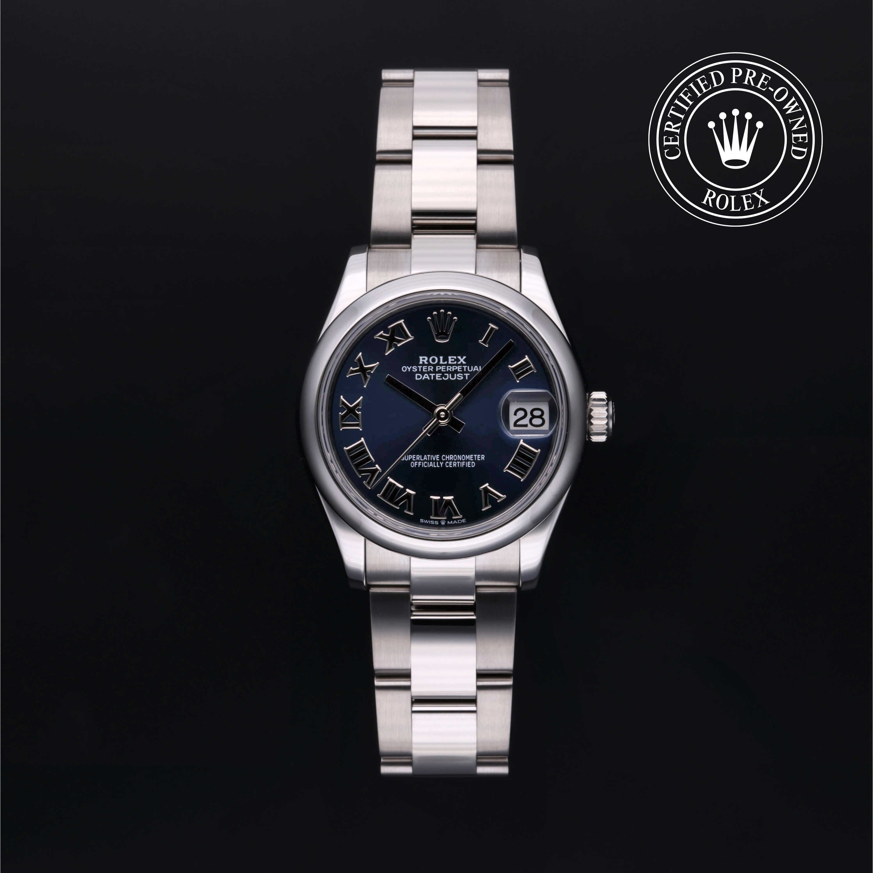 Rolex Certified Pre-owned Lady Datejust M278240-0017 front on black background