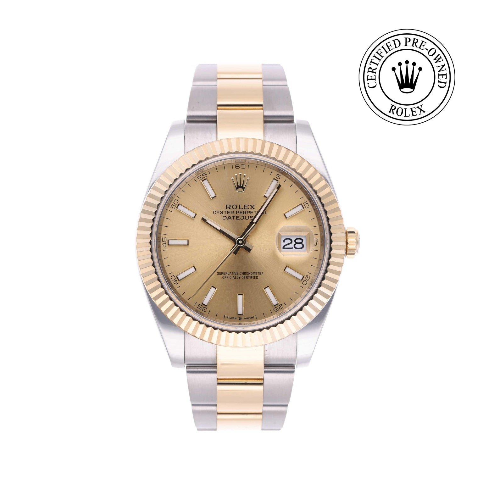 Rolex CPO Datejust M126333 front on white background