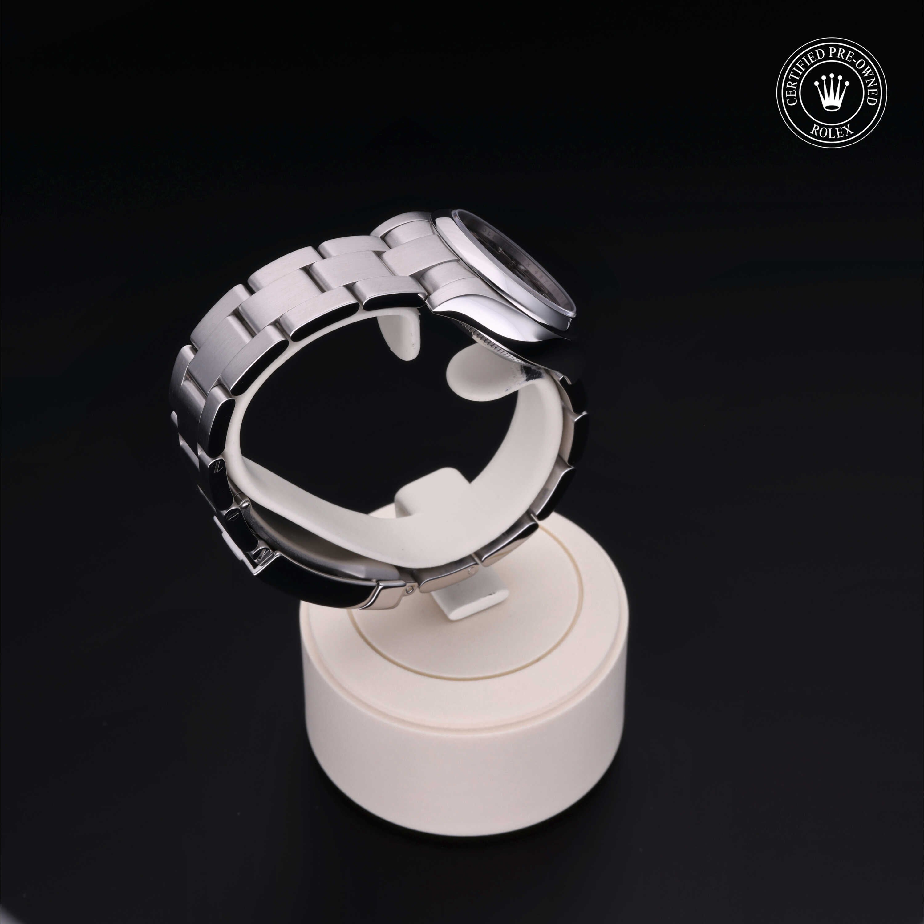 Rolex Certified Pre-owned Oyster Perpetual M176200-0002 front on black background