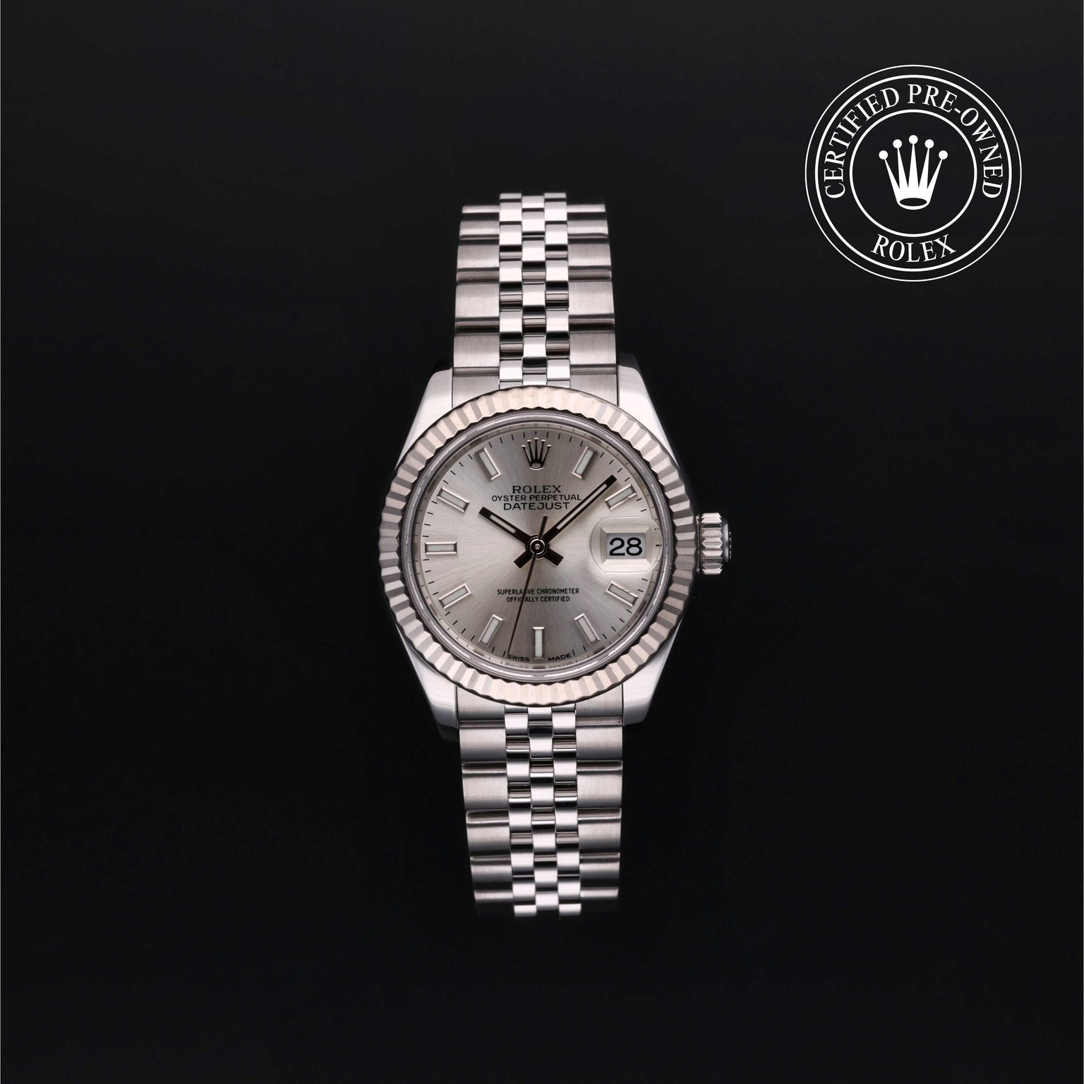 Rolex Certified Pre-owned Lady Datejust M279174-0005 front on black background