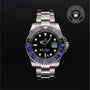 Rolex Certified Pre-owned GMT M116710BLNR-0002 front on black background
