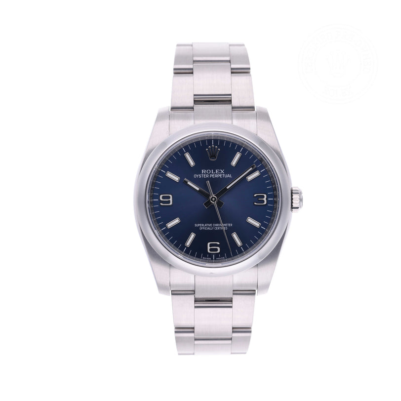 Rolex Certified Pre-owned Oyster Perpetual M116000-0002 front on white background