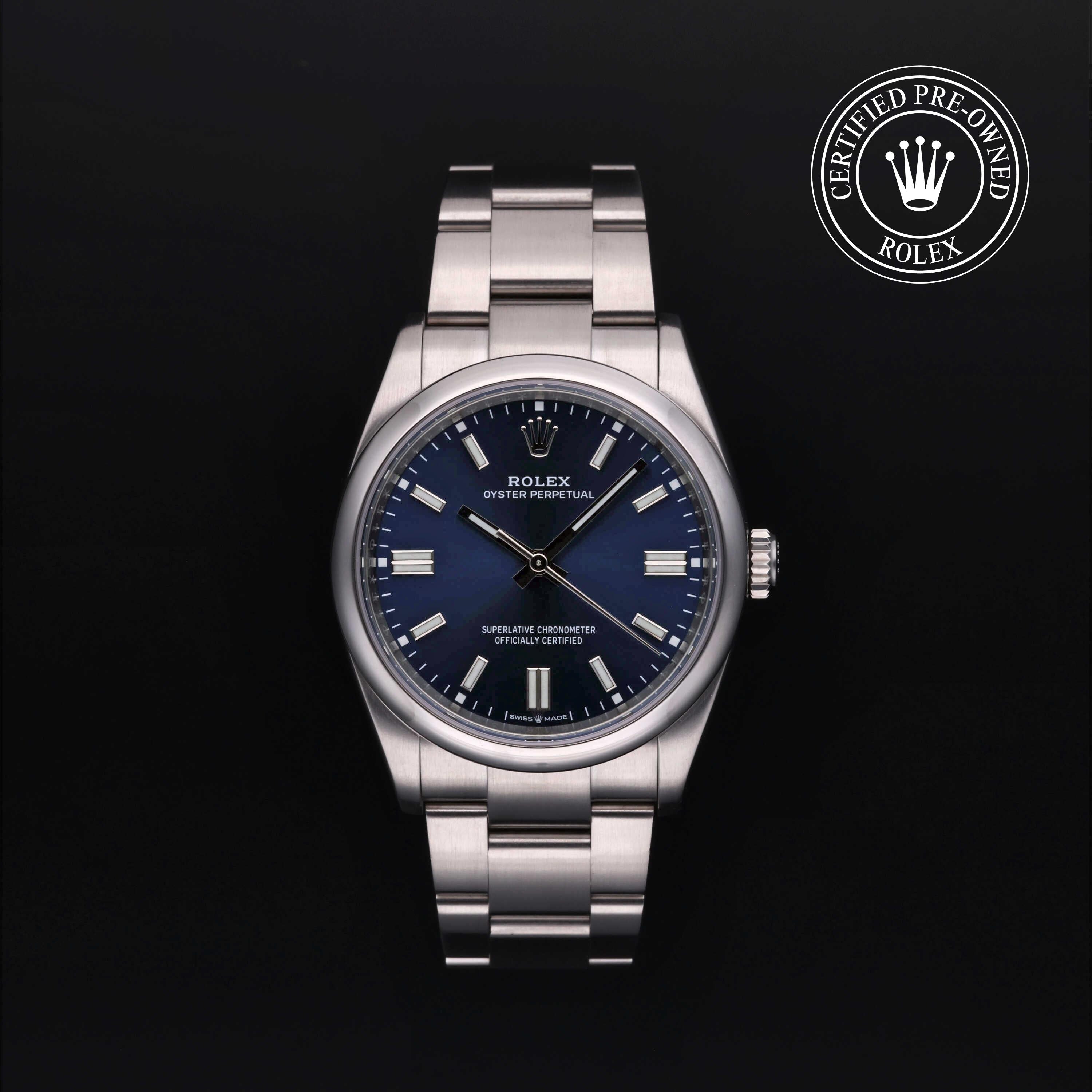 Rolex CPO Oyster Perpetual M126000 front on white background