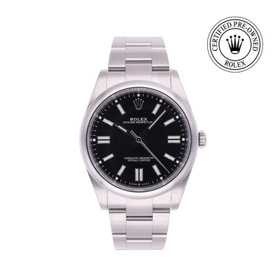 Rolex CPO Oyster Perpetual M124300 front on white background