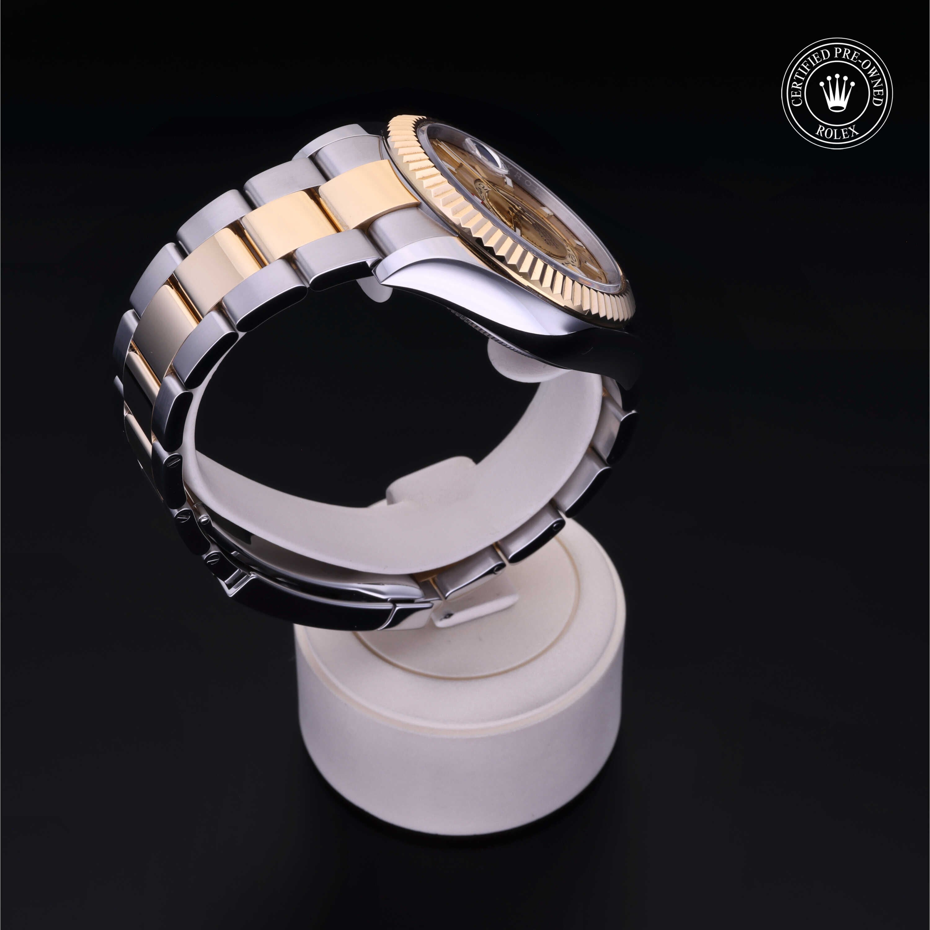 Rolex Certified Pre-owned Sky-Dweller M326933-0001 front on black background