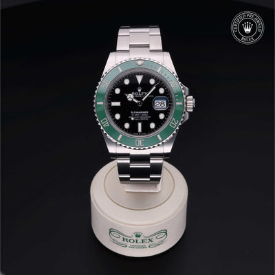 Rolex CPO Submariner M126610LV front on white background
