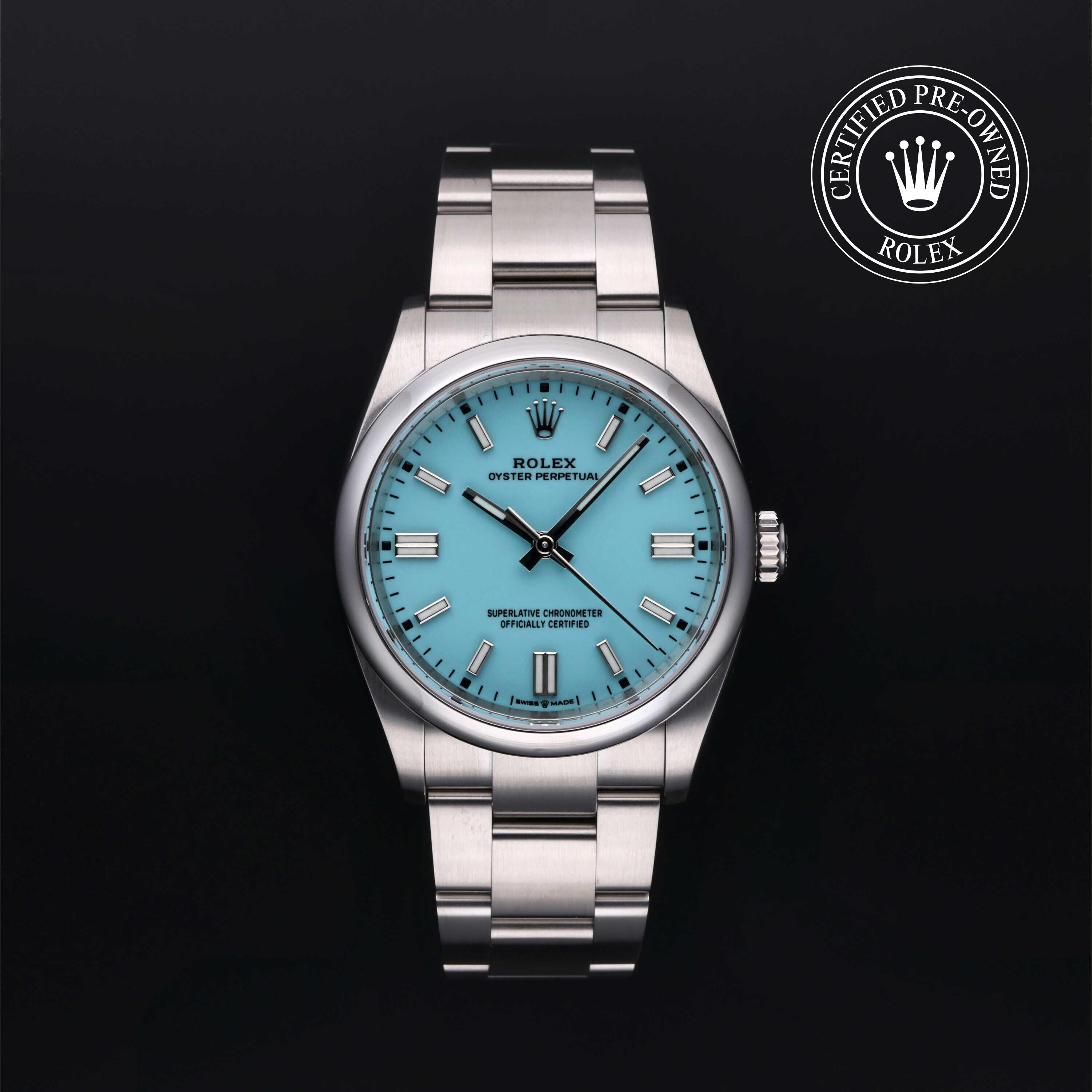 Rolex CPO Oyster Perpetual M126000 front on white background