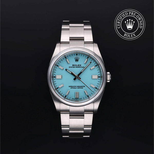 Rolex CPO Oyster Perpetual M126000 front on white background