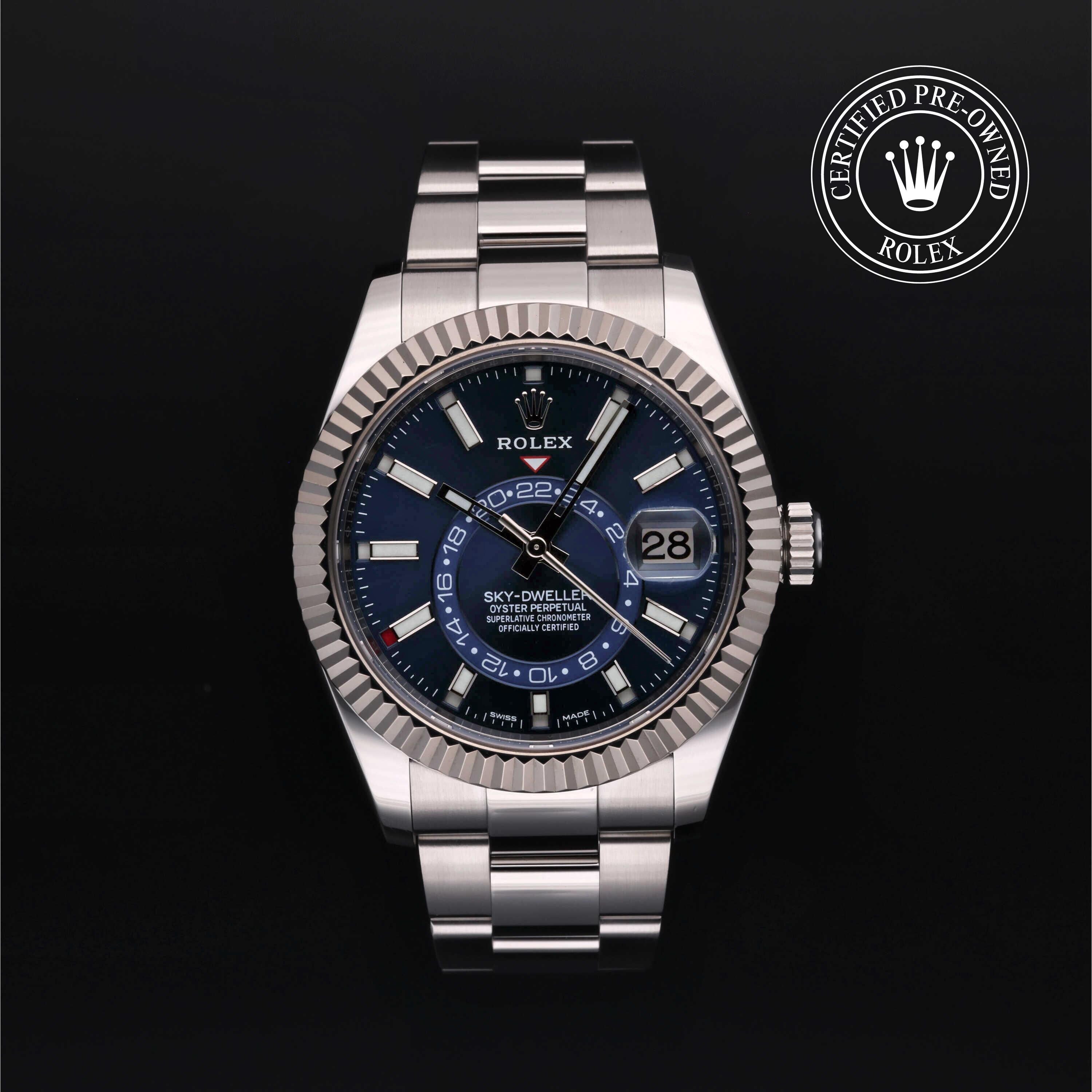 Rolex Certified Pre-owned Sky-Dweller M326934-0003 front on black background