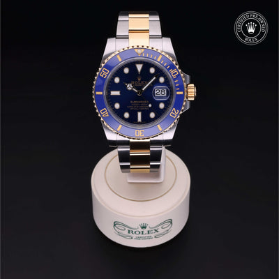 Rolex CPO Submariner M116613LB front on white background