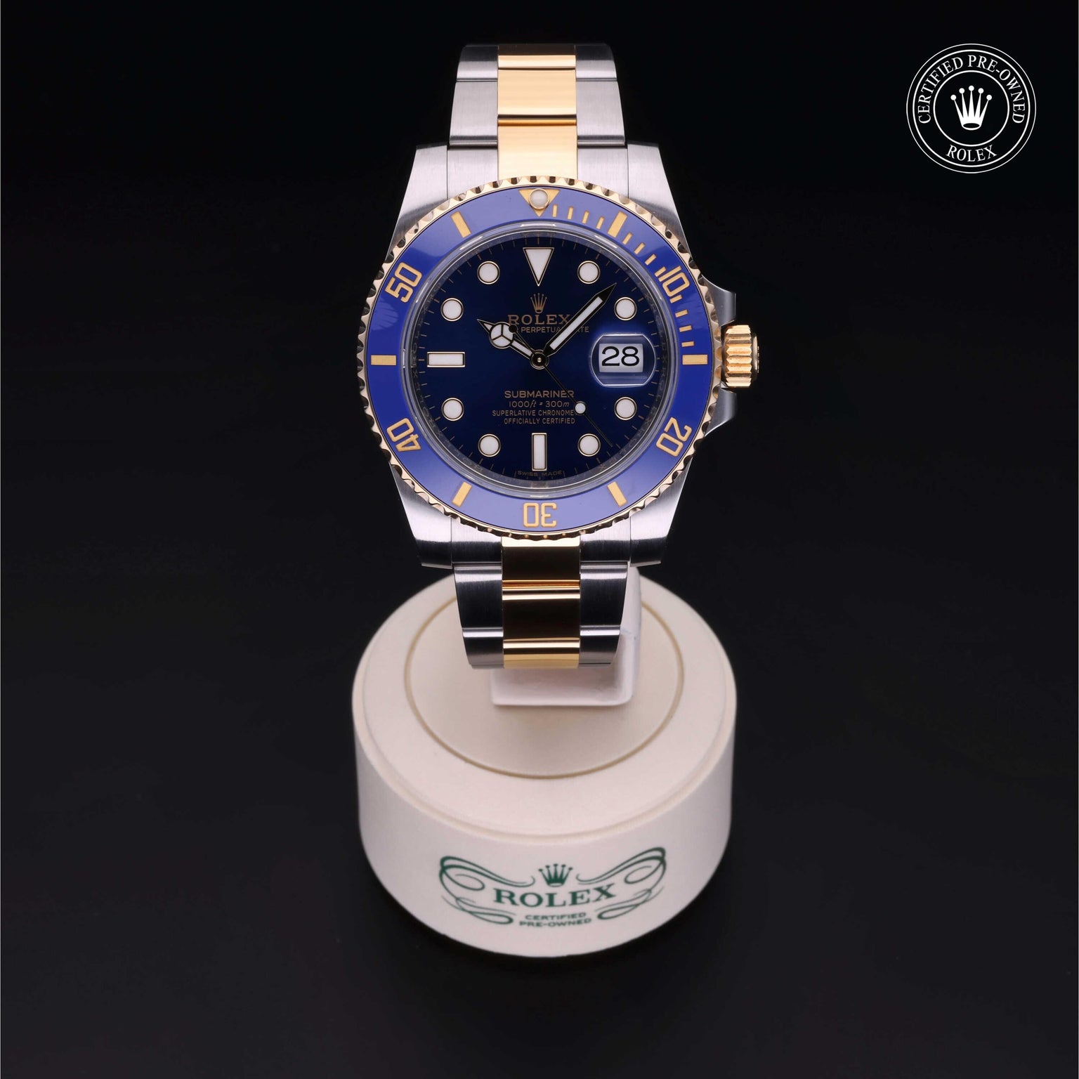 Rolex CPO Submariner M116613LB front on white background