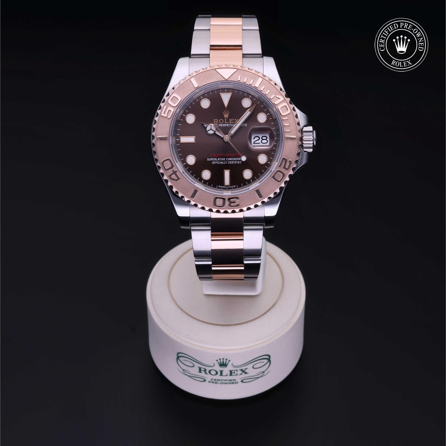 Rolex Certified Pre-owned Yacht-Master M116621-0001 front on black background