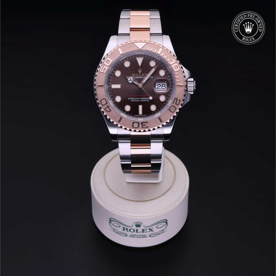 Rolex Certified Pre-owned Yacht-Master M116621-0001 front on black background