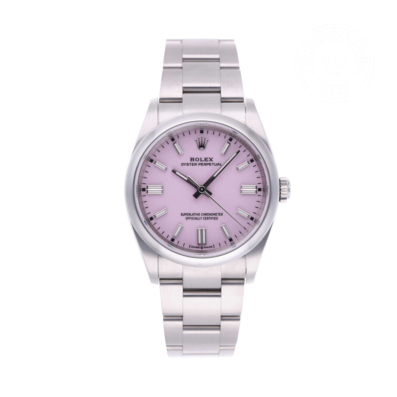 Rolex Certified Pre-owned Oyster Perpetual M126000-0008 front on white background