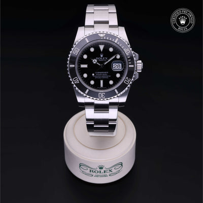 Rolex Certified Pre-owned Submariner M116610LN-0001 front on black background