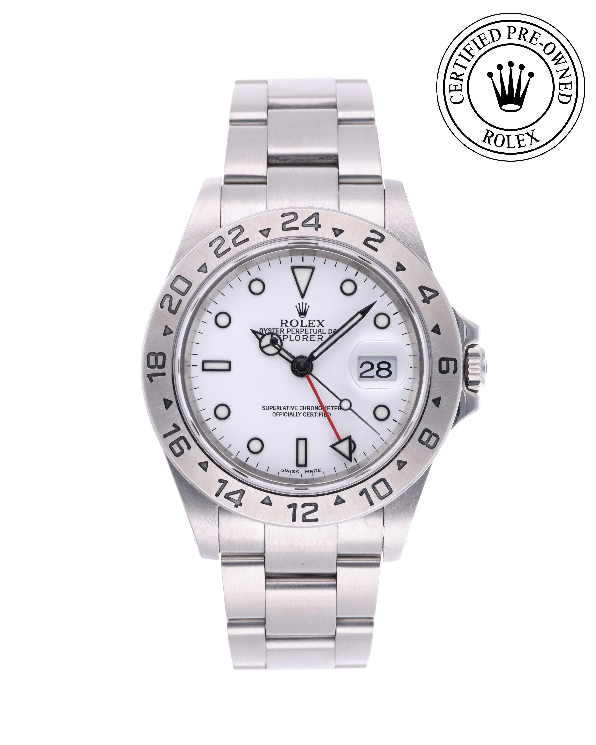 Rolex Certified Pre-owned Explorer M16570-0006 front on white background