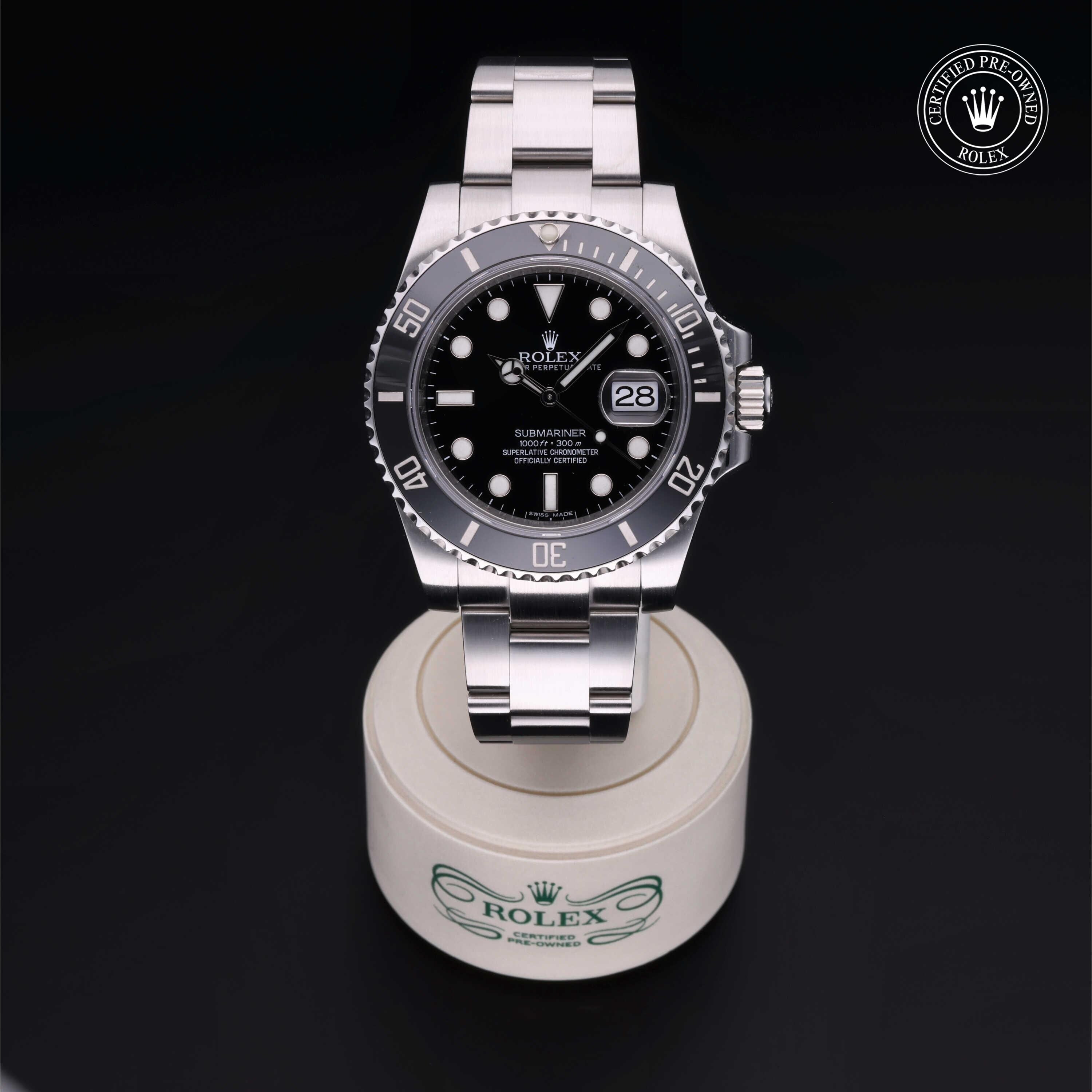 Rolex CPO Submariner M116610LN front on white background