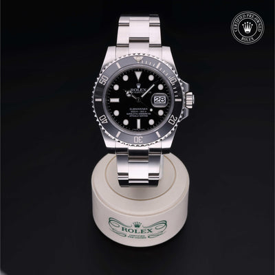 Rolex CPO Submariner M116610LN front on white background