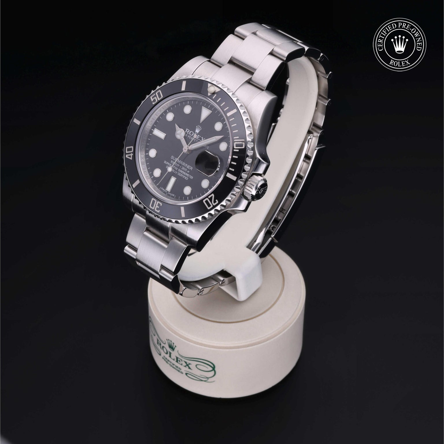 Rolex CPO Submariner M116610LN front on white background
