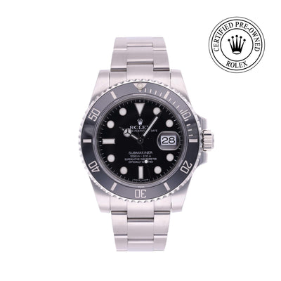 Rolex CPO Submariner M116610LN front on white background